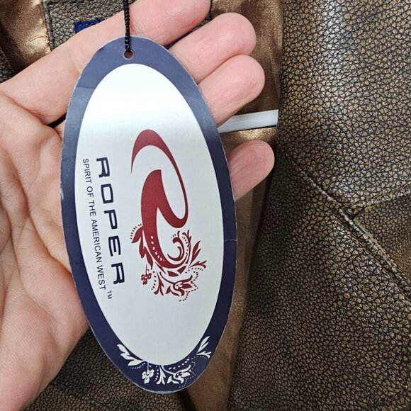 NWT Roper Brown Studded Peplum Leather Western Cowgirl Jacket Size XL - Picture 8 of 11